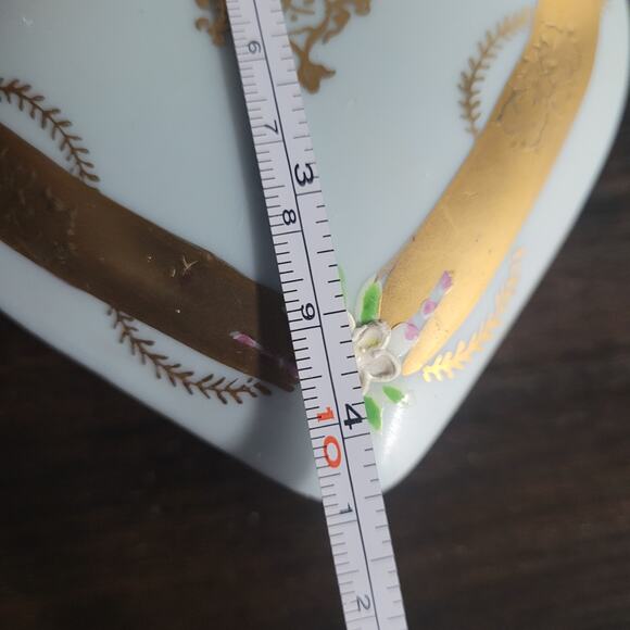 Vintage Porcelain Heart Trinket Box Gold Gilt Floral Lid Small Jewelry Box w/Lid - Picture 8 of 10